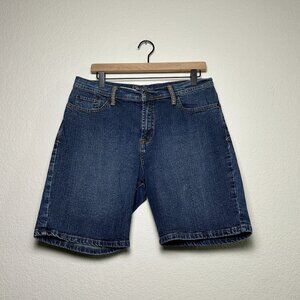 Lena Jeans Shorts Womens 12 Blue Stitched Embroidered Jorts Y2K Summer Beach 90s